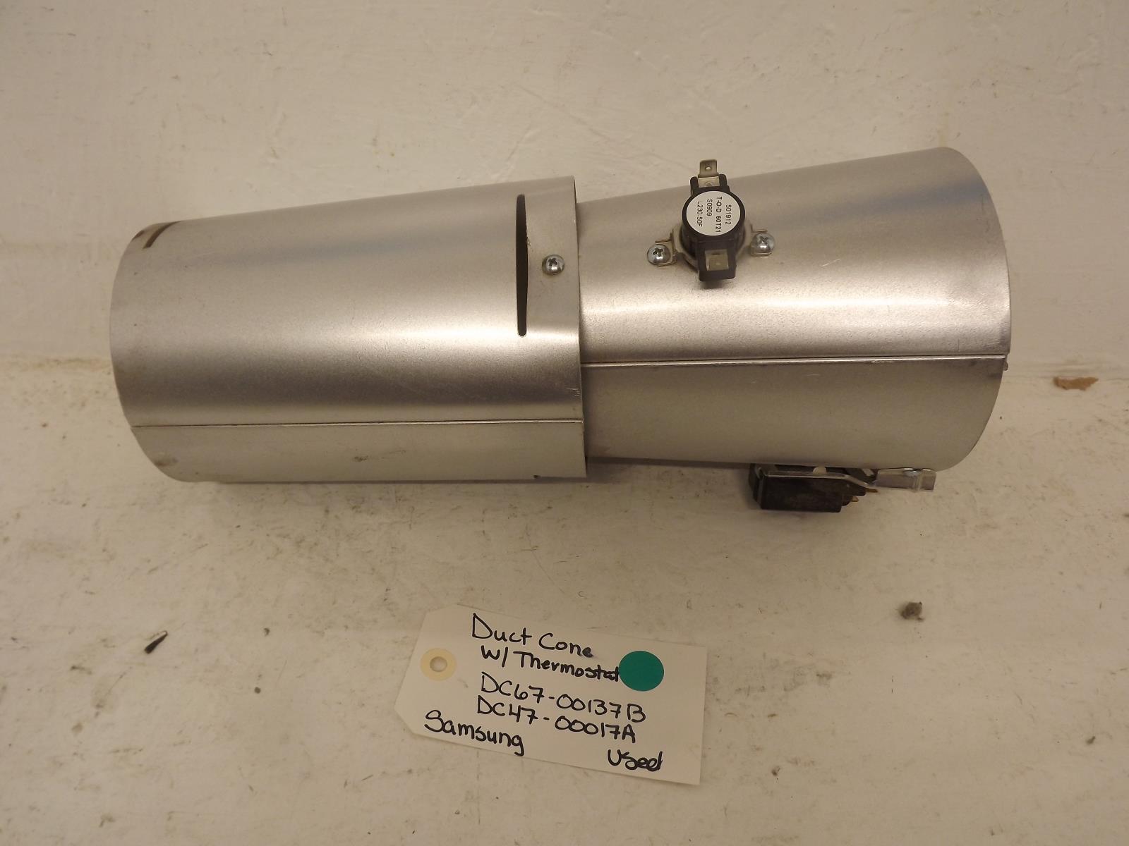 Samsung Dryer DC67-00137B DC47-00017A Duct Cone w/Thermostat Used Samsung Dryer DC67-00137B DC47-00017A Duct Cone w/Thermostat Used
